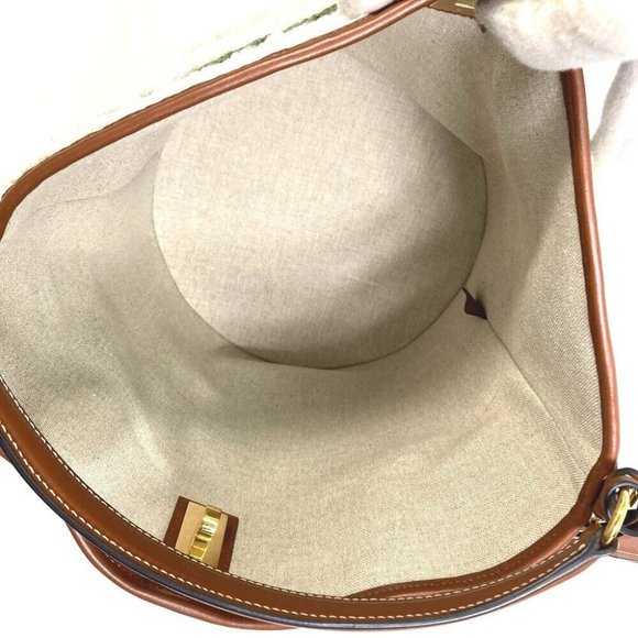 CELINE Bucket 16 (Saize) striped textile 2WAY Shoulder Hand Bag - Picture 8 of 16